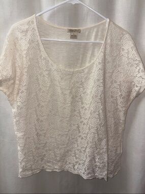 Lucky Brand Cream Lace Short Sleeve Tee